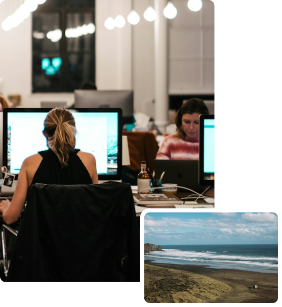 People working on computers in a modern office, symbolizing collaboration among New Zealand tech partners.